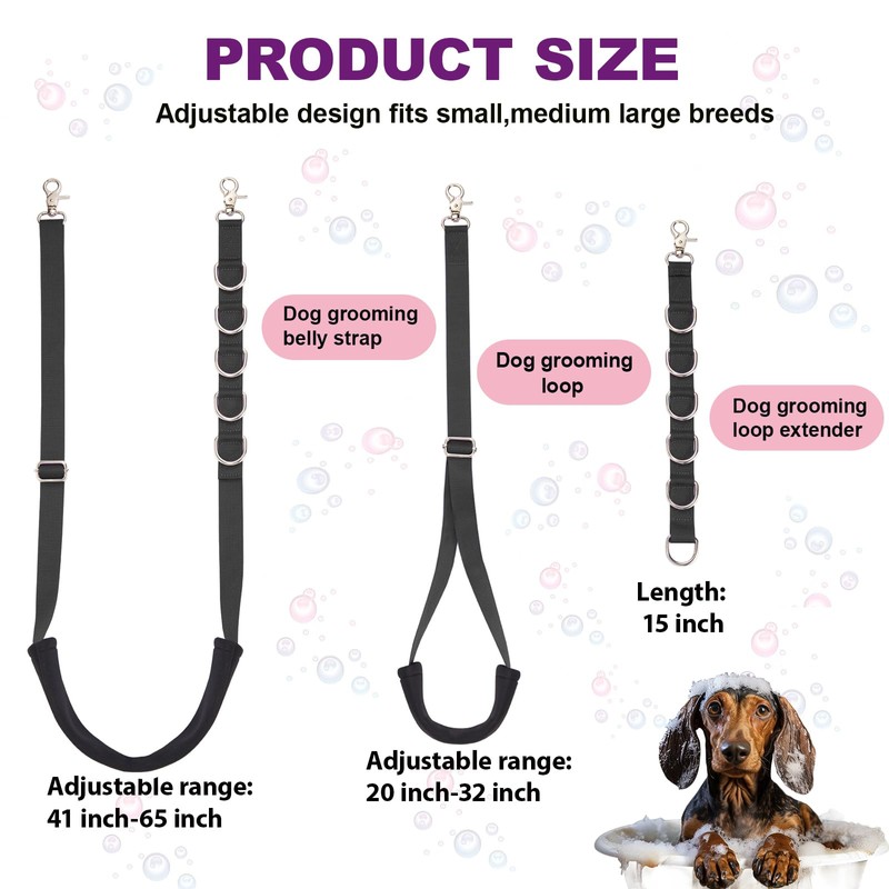 Dog Grooming Belly Strap - 3PCS Grooming Restraint Set Adjustable