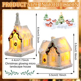 UOY Christmas Village Illuminated White, Pack of 2 Christmas Village with Lighting, Christmas Village with Lighting, Christmas House Miniature Christmas Village Christmas Decoration