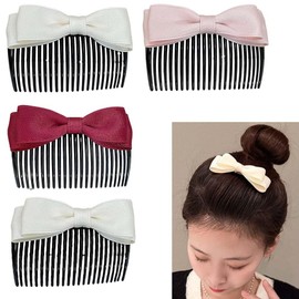 Bow Hair Comb Clips 4 Pcs French Bow Hair Side Combs for Women Fine Thin Hair Bow Combs Hair Accessories for Women Girls Hair Bows Clip Pins Hair Bow Clips Bowknot Hairpins