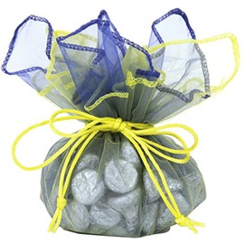 30 Designer Organza Fabric Gift Bags Pouches Party Favor Packaging Blue Yellow