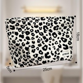 2PCS Makeup Bag, Cosmetic Bags for Women, Travel Make up Bag, Canvas Cosmetic Leopard Make Up Bag, Multifunctional Travel Makeup Bag with Metal Zipper for Women & Girls