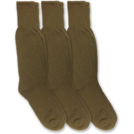 Jefferies Socks Mens Military Combat Uniform Rib Crew Boot Socks 3 Pair Pack (Shoe Size: 13-16, Coyote Brown)