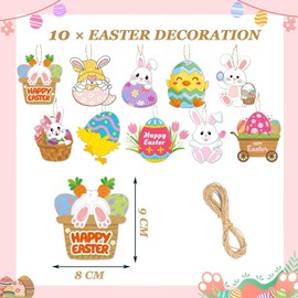 10 Pcs Easter Paper Ornaments Set Bunny Rabbit Carrot Basket Holiday Easter Decorations for Easter Party Decorations for Indoor Outdoor Use Easter Egg Decorating Ideas with Easter Bunny