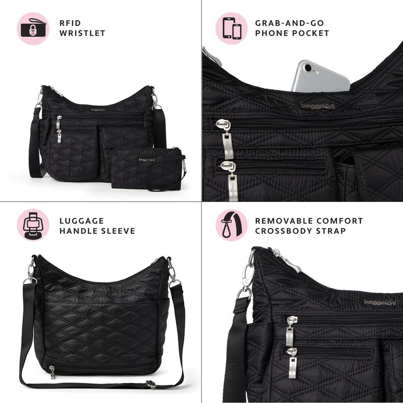 Baggallini womens Modern Everywhere Bag, Black Quilt, One Size US