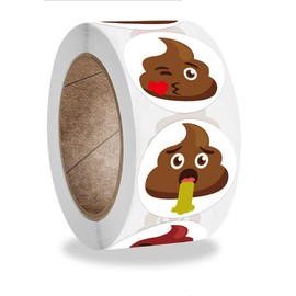 CHUANGOU 500pcs/Roll Funny Poop Stickers, Kids Stickers, Party Gift Magazine Gift Office Teacher Label