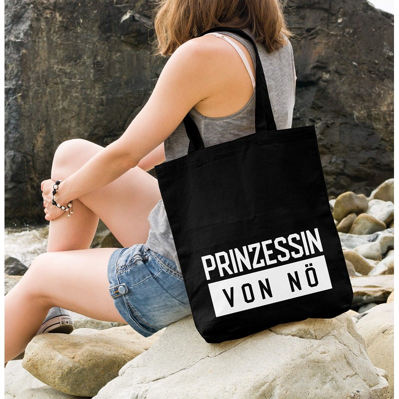 Moonworks® Jute Bag Princess von nö Saying Fabric Bag Carry
