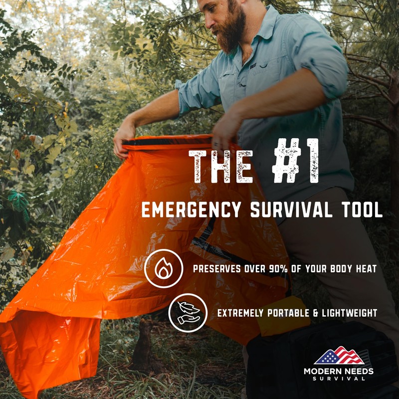 MODERN NEEDS Emergency Sleeping Bag – Thermal Blanket & Bivy