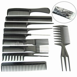 WYDDDARY 10 Pcs Black Pro Salon Hair Styling Hairdressing Plastic Barbers Brush Combs Set for Women Men Kids Hairdressing Cutting Combs for Hair Styling Tool