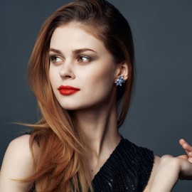 Navy Blue Rhinestone Earring Sparkly Faux Crystal Stud Earrings for Women Wedding Prom Party