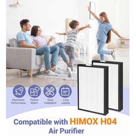 2 Pack H04 Replacement Filter Compatible with HIMOX H04 Air Purifier, 4-Stage Filtration H13 HEPA and Activated carbon Filters