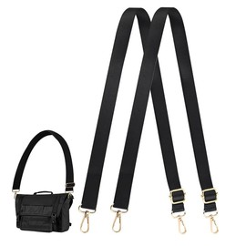 RAFIYU Pack of 2 Bag Straps Black, 2.5 cm Wide Bag Straps for Changing, Adjustable Shoulder Strap for Bags, Shoulder Strap Accessories on Shoulder Bag Handbag, black