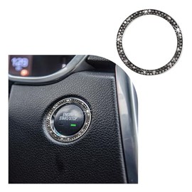 Dickno Dickno Bling Crystal Double Rhinestone Car Engine Start Stop Decoration Ring, Push Start Button Bling Ignition Ring Sticker, Sparkling Car Interior Accessories for Women (Bright Black, 1 PC)