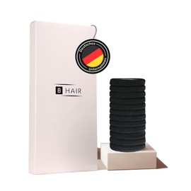 B HAIR 50 Seamless Hair Bobbles Black Elastic Metal Free Hair Scrunchies for Women Men Girls and Boys Hair Band for All Hair and Braid Types