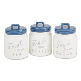 DII Kitchen Accessories Collection Ceramics, Jar Canister Set, Blue, 3
