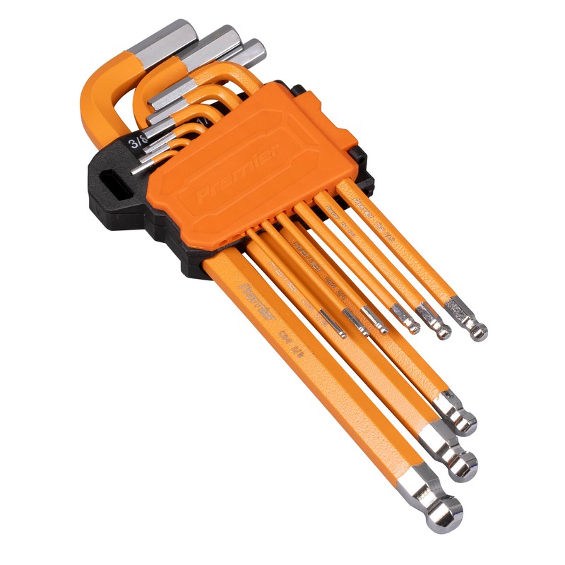 Sealey Premier 9pc Extra-Long Ball-End Hex Key Set - Imperial