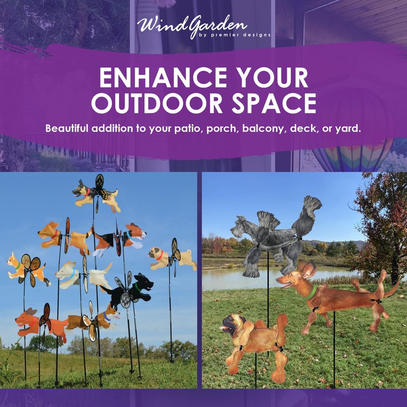 Whirligig Spinner Tan Pug 15" – Adorable Dog-Themed Design, Weather-Resistant