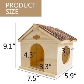 Hamiledyi Ex-Large Hamster Wooden House Natural Syrian Hamster Handcrafted Hideout Hut for Rat Mice Mouse Hedgehog Sugar Gliders
