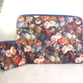 ARTISAN CANVAS Laptop Sleeve Case Bag For 15" 15.6" Laptops+ Accessory Pouch. MULTICOLOR FLOWER