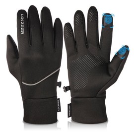 LOKZEER Winter Cycling Gloves for Men Women: Wind Waterproof Thermal Gloves with Touchscreen & Anti-Slip Palm, Lightweight Warm Gloves for Biking, Running, Hiking & Sports - Black (Black, M)
