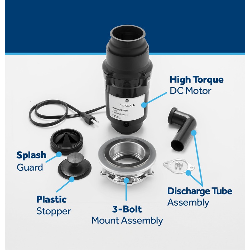 GE Disposall Continuous Feed 1/2 HP Motor Garbage Disposer, Good