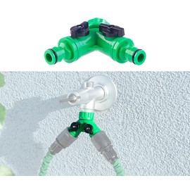 Royal Gardineer Distributor: 2-way tap adapter with 2 valves for garden hoses (hose coupling)