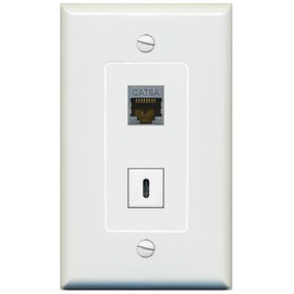 RiteAV 1 Port CAT6A 1 USBC Jack Coupler Female-Female Decorative Wall Plate [Gray]