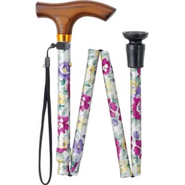 Makita OT-810 Folding Cane, Your Buddy 2, White Floral Pattern, Suitable Height 57.1 - 65.0 inches (145 - 165 cm)