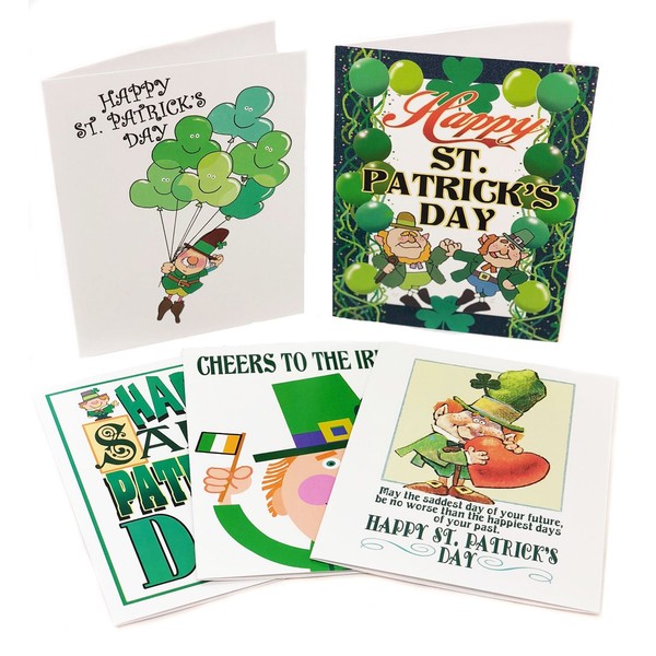 St Patrick's Day Assorted Card Pack - 15 St Patrick's Day Cards & Envelopes - Boxed Set