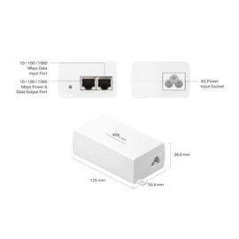 TP-Link TL-PI30G | IEEE 802.3at/af Gigabit PoE+ Injector | Non-PoE to PoE Adapter | Supplies up to 30W | Plug & Play | Desktop/Wall-Mount | Power Over Ethernet | Distance Up to 328 ft. | UL Certified