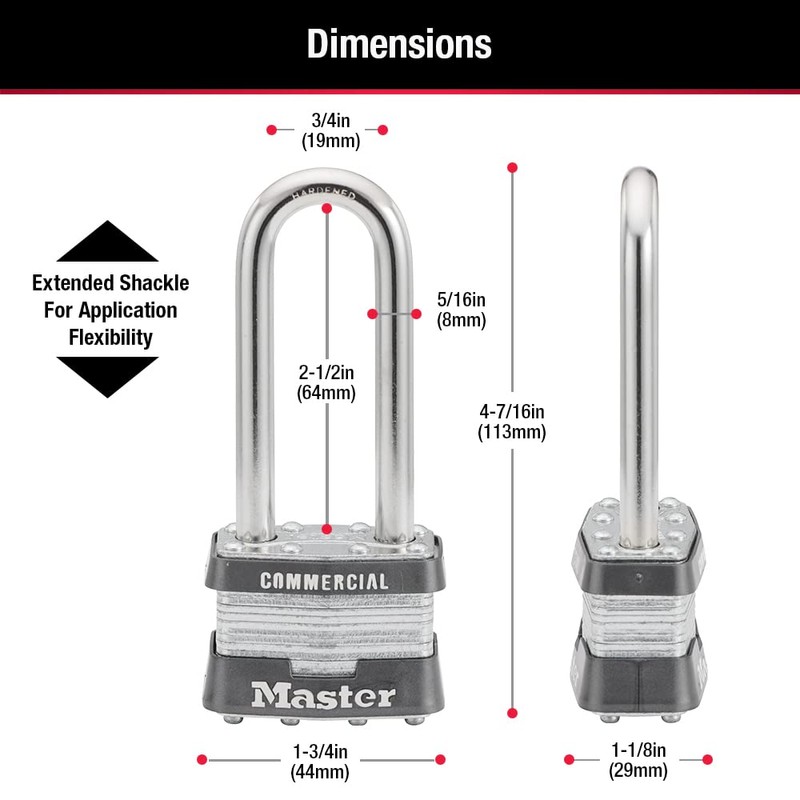 Master Lock 1KALJ Outdoor Padlock with Key, 1 Pack, Silver
