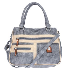 Christian Wippermann Large women's shoulder bag in leather look, lightblue