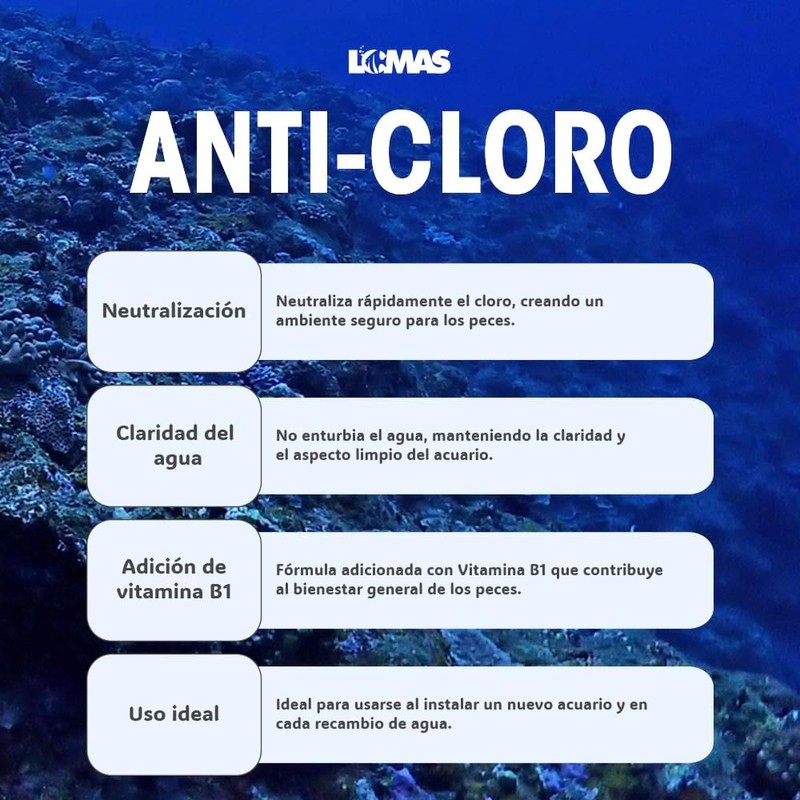Lomas Anticloro con Vitamina B1 para Peceras y Acuarios 120