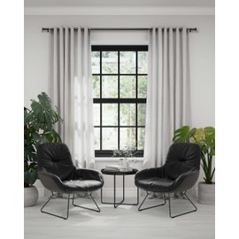 Linen Avenue End Cap Single Window Curtain Rod Set, 48 to 86-Inch, Matte Black