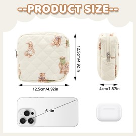 Long Keeper Small Makeup Bag for Handbag Cosmetic Bag with Compartments Small Toiletry Bag Mini Travel Toiletry Pouch (Cute Bear, L)