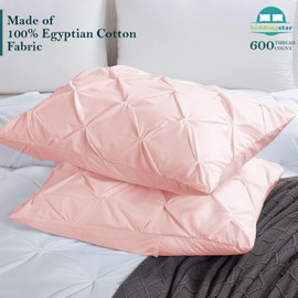 Queen Pillow Shams Set of 2 Pinch Pleated Blush Pink Pillow Shams Queen 20X30 Pinch Pillow Covers 100% Egyptian Cotton 600 Thread Count Hotel Class Bedding Queen Size Decorative Pillow Shams Set