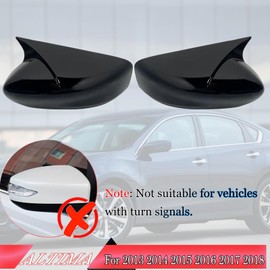 MUXEE 2PCS New Sports Rear Mirror Cover Caps for Nissan Altima 2013-2018 ABS Side Door Wing Mirror Cap Covers Exterior car Accessories -Bright Black（Without Turn Signal Cutout）