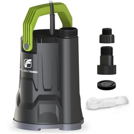 FLUENTPOWER Sump Pump, 1/2HP Submersible Water Pump, 2500GPH Utility Pump Manual Control for Swimming Pool Garden Pond Basement Draining, with 16.4Ft Cord, Adapters, Check Valve and Rope