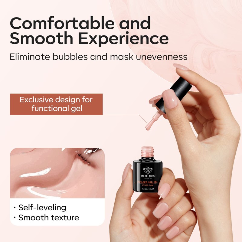 Modelones Builder Gel 6 Colors, 8-in-1 Builder Nail Gel Set