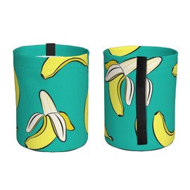 GYLILI Bananas On Green Car Trash Can Leak Proof Hanging Waterproof Garbage Can Multipurpose Trash Bin for Car SUV Front Seat Headrest Collapsible and Portable Storage Pocket