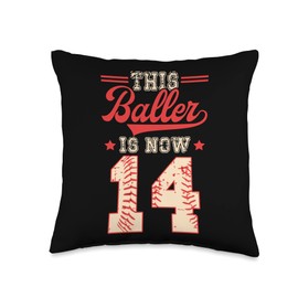 This Baller Is Now 14 Baseball Knuckleballer Home Run Throw Pillow
