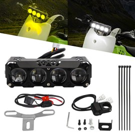 AUTOVIC Dirt Bike Light Bar Kit, 2 Modes White & Amber Front Lamp Lights Spot/Flood Light Pods Combo Kit Universal Motorcycle Headlight Bar for Kawasaki Honda Yamaha Suzuki Ski-D oo G4 Dirt Bike Parts