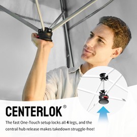 CROWN SHADES Canopy Tent, 10 x 10 Foot Portable Pop Up Outdoor Shelter with Pocket Sidewall, Push Center Lock, UV Protection, and Carry Bag, Black