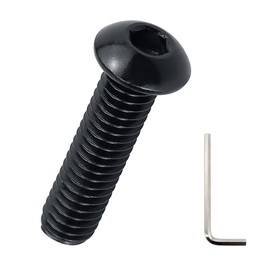 1/4-20 x 1-1/2" Stainless Button Socket Cap Head Screws 25 Pcs, 18-8 (304) Stainless Steel, Allen Hex Drive Button Head, Full Thread, Black Oxide Coated, Fayeploo (with Hex Wrench)