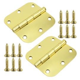 ZUDKSUY 2 Pcs 3.5" Rounded 5/8 Radius Interior Self Closing Door Hinges, Spring Loaded Hinge Adjustable Tension, Mortise Spring Hinge for Garage Residential Standard Bedroom