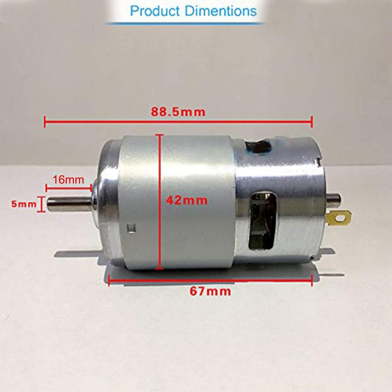 BestTong Micro DC 12V-24V 10000RPM 775 Motor Ball Bearing Large