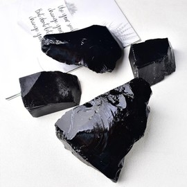 Black Obsidian Raw Crystals,Natural Healing Crystals Rock,1.5-2.0" Raw Crystal Stone,Large Rough Gemstones,Multi Natural Stone for Decoration,DIY,Meditation,Balancing Yoga,Desktop Ornament