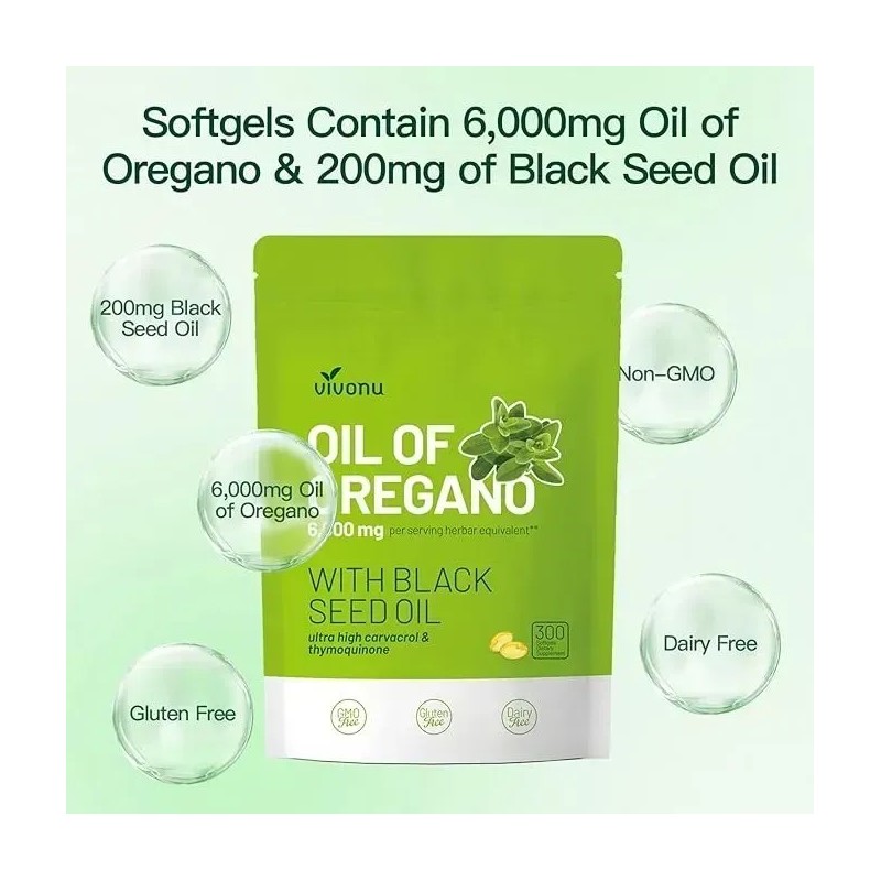 Aceite De Orégano Cápsula Blanda 6000mg 300 Cápsulas