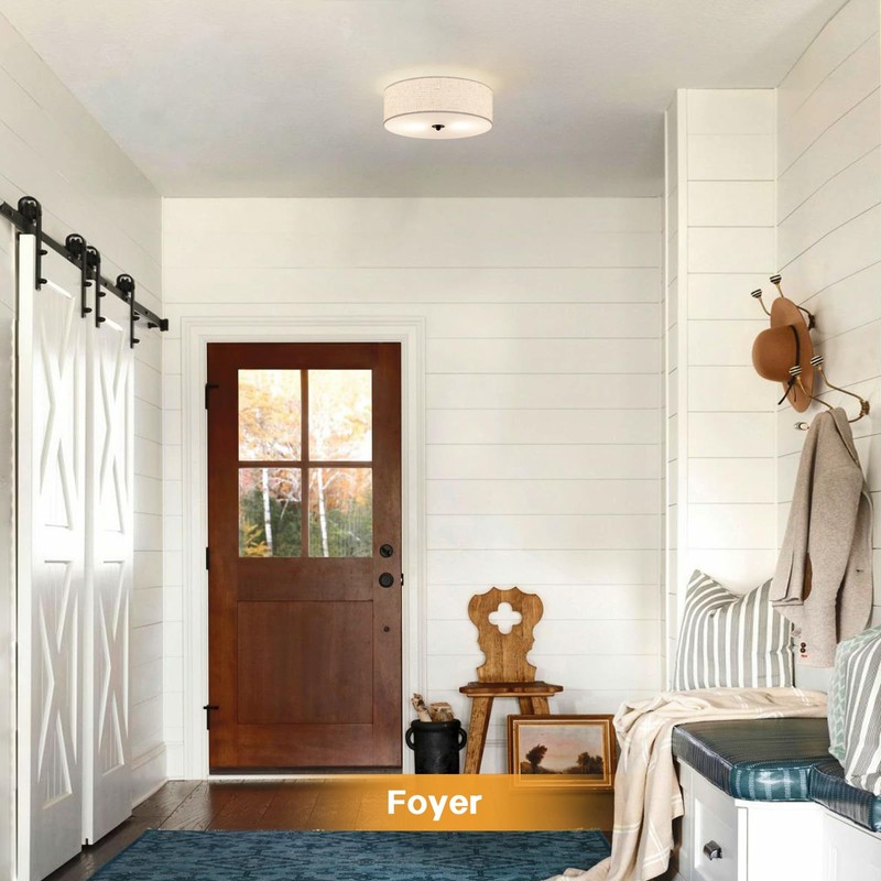 CALOKES Flush Mount Ceiling Light Fixture, 13" Close to Ceiling