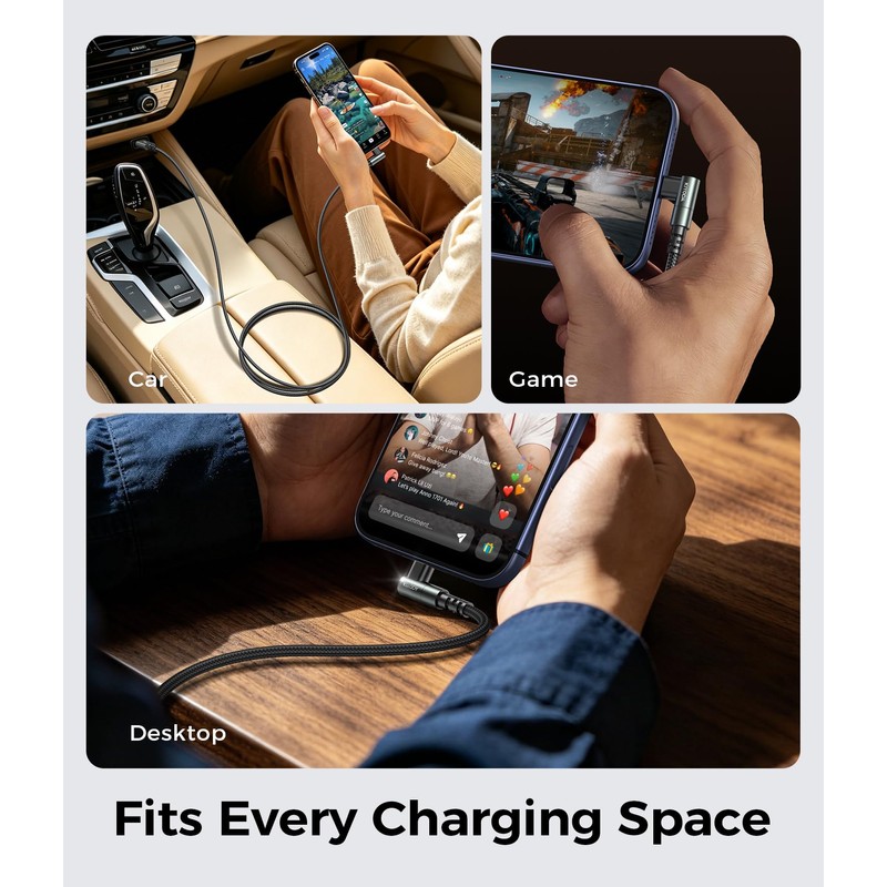 USB C Cable 90 Degree 10FT, USB to USB C