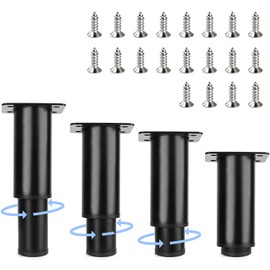 LONHCHI Set of 4 Adjustable Furniture Feet, 8-12 cm Furniture Feet, Height Adjustable, Metal Black Furniture Legs, Adjustable Height up to 12 cm, Feet for Furniture for Furniture Sofa Bed Bedside
